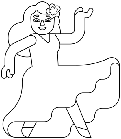 Woman Dancing Emoji Coloring Page